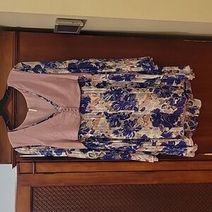 Free People | Alice Vested Mini Dress Neutral Combo Floral Print Lavender - S